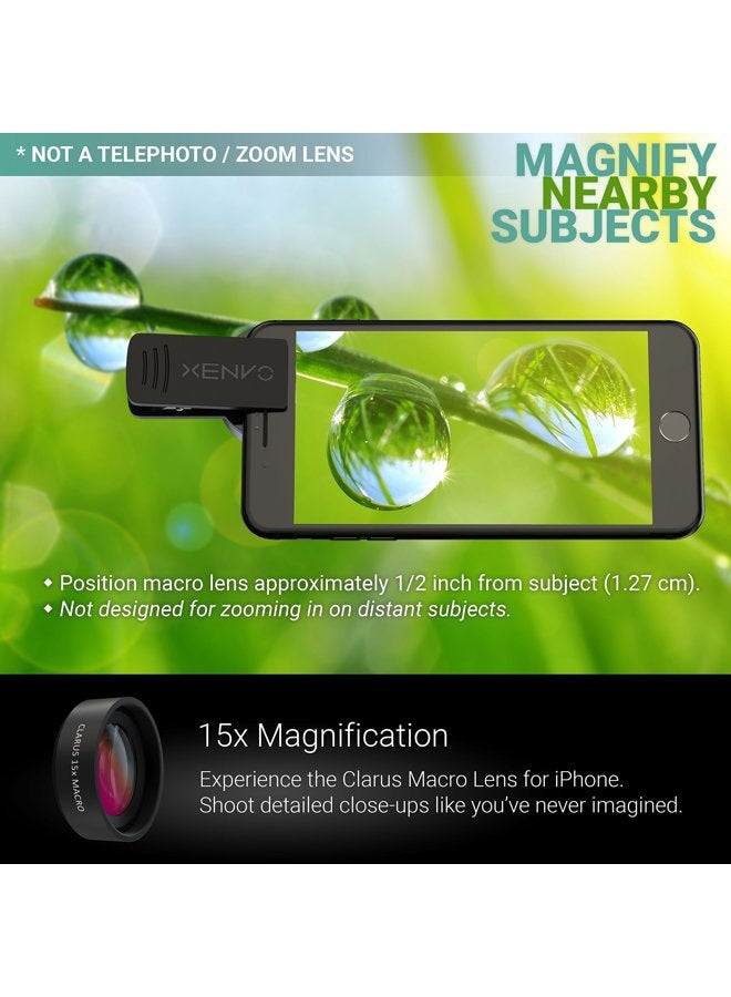 Xenvo Pro Lens Kit for iPhone, Samsung, Pixel, Macro and Wide Angle Lens with LED Light and Travel Case - Image 4